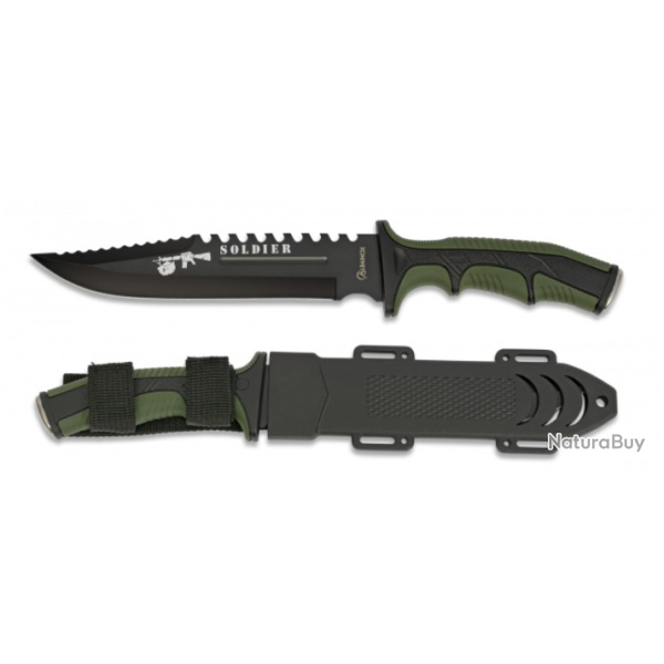 Poignard Bowie  Soldier. Coyote 32 cm. Lame 19 cm vert