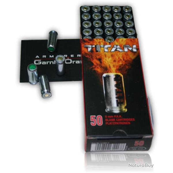 9MM A BLANC TITAN POUR AUTO BTE 50