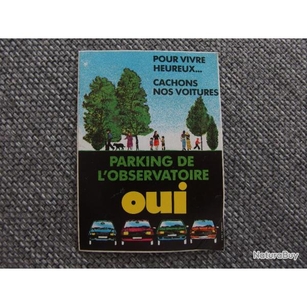 Autocollant vintage votation Parking Observatoire 8 cm