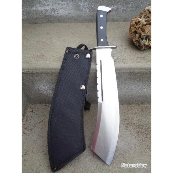Couteau Machette Combat Lame Acier 3Cr13 Manche Bois Etui Nylon Art Martiaux Sabre CN926948BK
