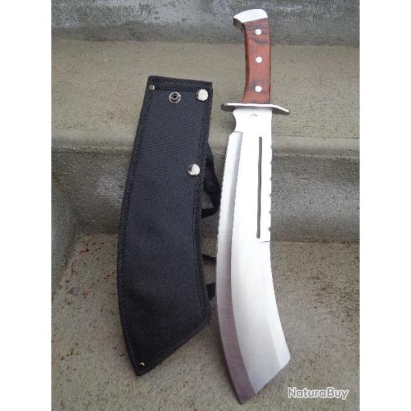 Couteau Machette IV Combat Lame Acier 3Cr13 Manche Bois Etui Nylon Art Martiaux Sabre CN926948WD