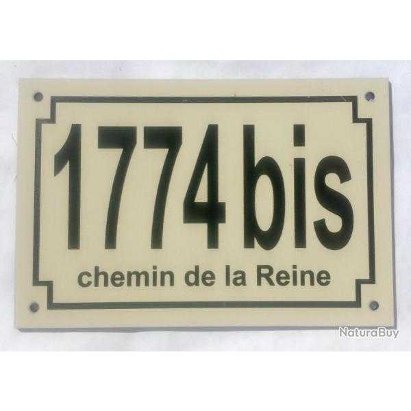 num�ro de rue et nom de rue personnalis� plaque pvc format 100 x 150 mm fond IVOIRE