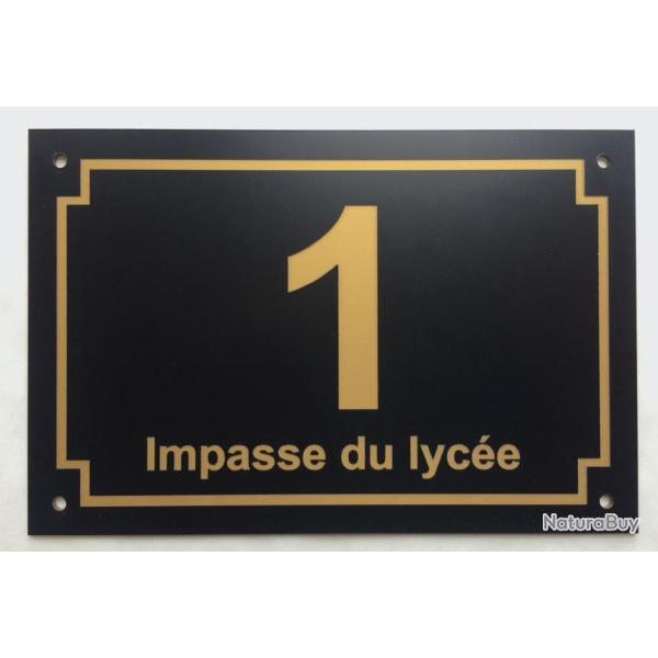 num�ro de rue et nom de rue personnalis� plaque pvc format 100 x 150 mm fond NOIR