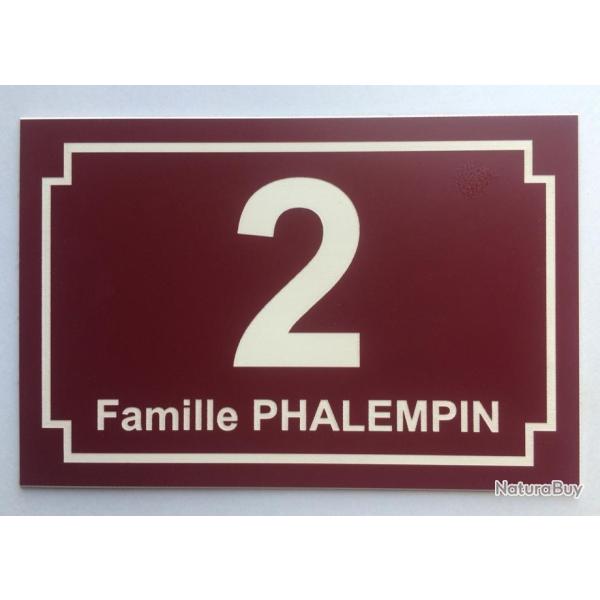 num�ro de rue et nom de rue personnalis� plaque pvc format 100 x 150 mm fond LIE DE VIN