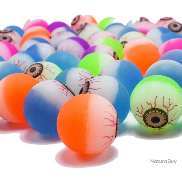 Lot de 20 balles rebondissantes oeil caoutchouc diam�tre 22MM 6.5 g