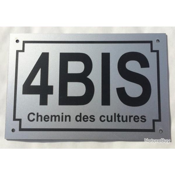 num�ro de rue et nom de rue personnalis� plaque format 100 x 150 mm fond argent�