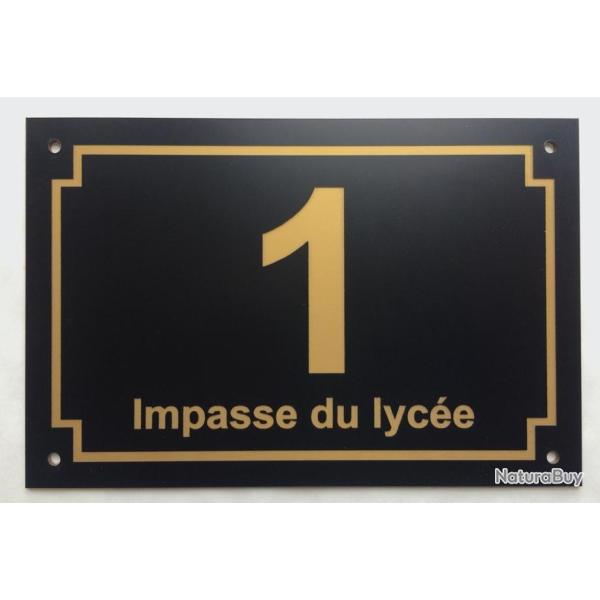 num�ro de maison et nom de rue personnalis� plaque pvc format 150 x 200 mm fond NOIR