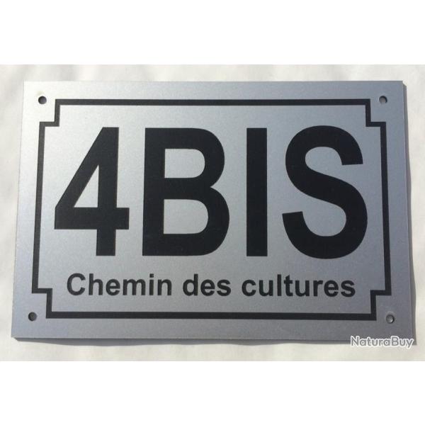 num�ro de maison et nom de rue personnalis� plaque pvc format 150 x 200 mm fond ARGENT�