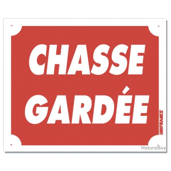 PANNEAU CHASSE GARD�E ROUGE ALUMINIUM 30CM X 25CM