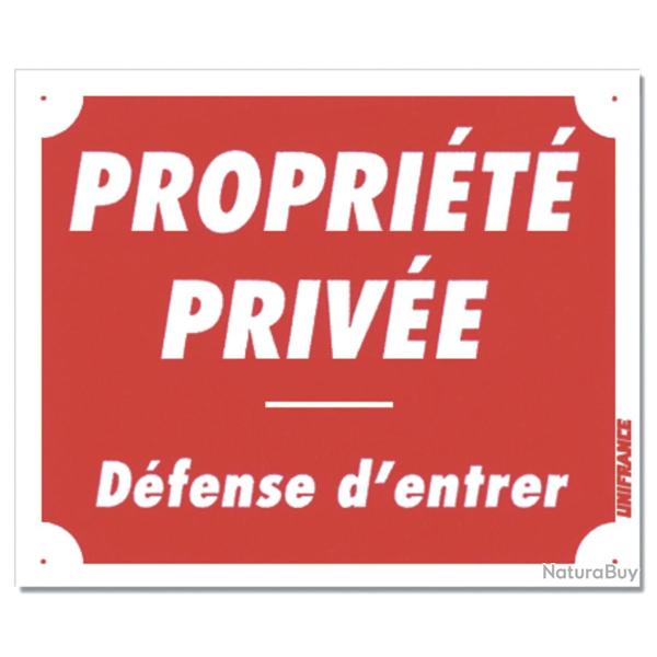 PANNEAU PROPRI�T� PRIV�E - D�FENSE D'ENTRER ROUGE ALUMINIUM 30CM X 25CM