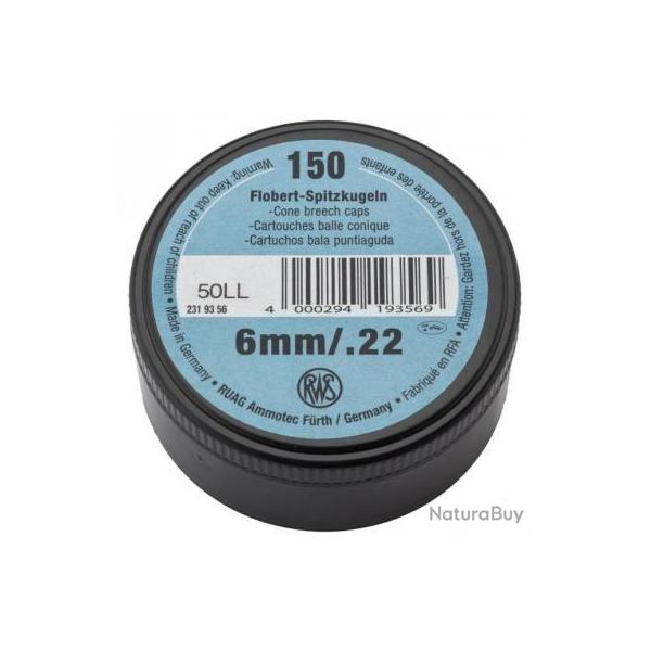 Balle conique flobert RWS cal.22lr bosquette cal.6mm par 150