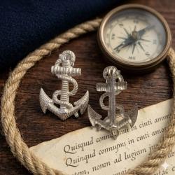 Ancre de marine argent&eacute; avec fixation &eacute;pingle - Hauteur : 25 mm 4a.