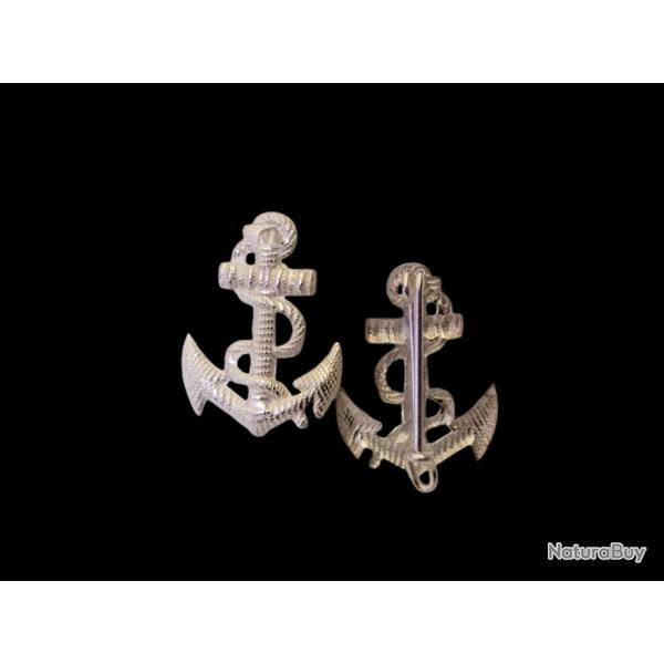 Ancre de marine argent� avec fixation �pingle - Hauteur : 25 mm 4a.