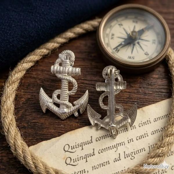 Ancre de marine argent� avec fixation �pingle - Hauteur : 25 mm 4a.