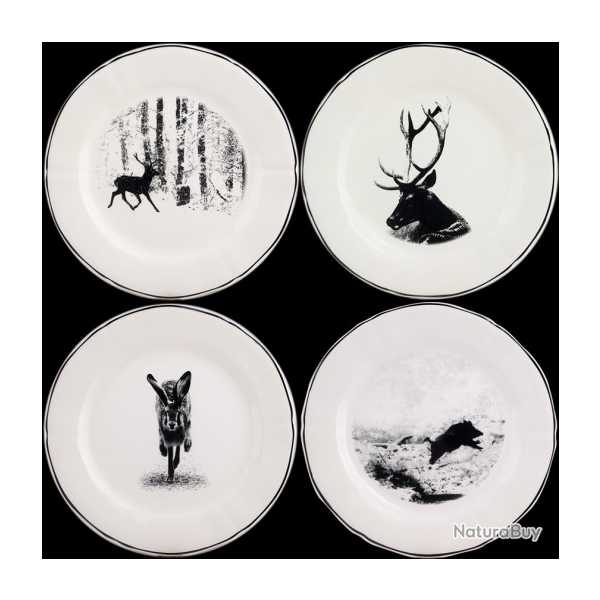 ASSIETTES � DESSERT FAIENCERIE DE GIEN "CHAMBORD" X4