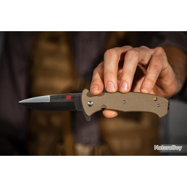 AMK2214 Al Mar SERE 2020 Linerlock A/O 8Cr13MoV Plain Edge Tan FRN Handle Clip