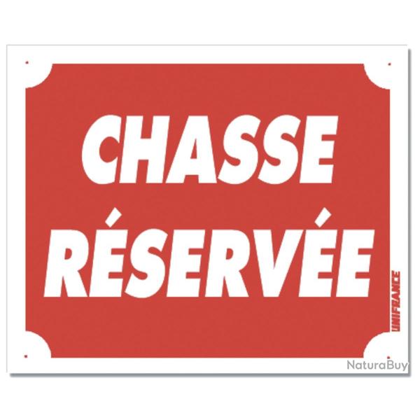 PANNEAU CHASSE R�SERV�E ROUGE ALUMINIUM 30CM X 25CM