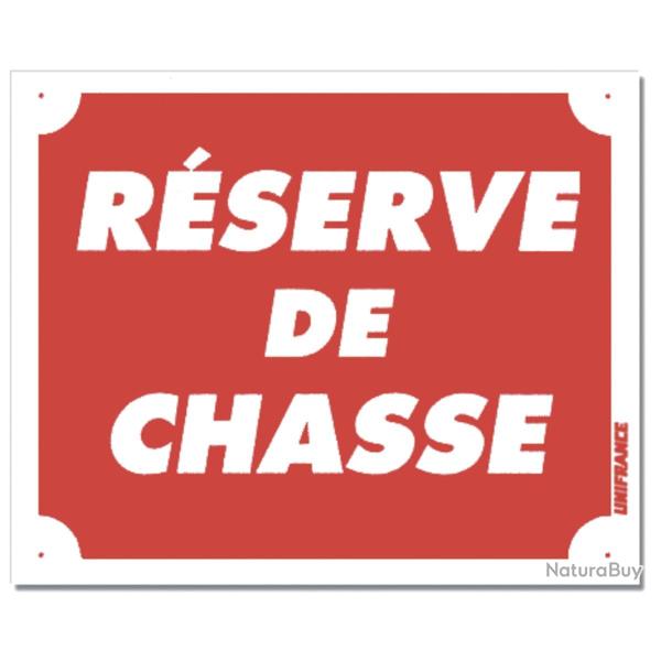 PANNEAU R�SERVE DE CHASSE ROUGE ALUMINIUM 30CM X 25CM
