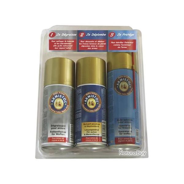 KIT ARMISTOL ENTRETIEN COMPLET POUR ARMES BLISTER DE 3