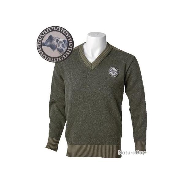 Pull col v Bartavel P61 sangliers kaki