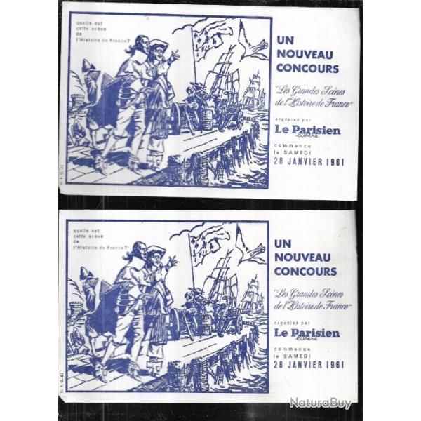 buvards lot de 2 concours le parisien lib�r� 1961 les grandes sc�nes de l'histoire de france