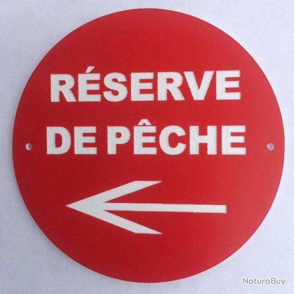 panneau R�SERVE DE PECHE + fl�che � gauche � 300 mm signal�tique