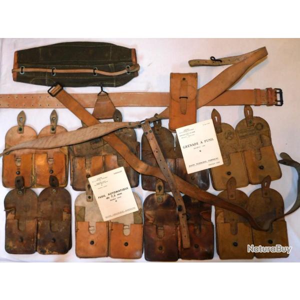 FUSILS MAS 49 : GROS LOT : PORTE CHARGEURS + BRETELLE + COUVRE CULASSE + MANUELS + CEINTURON +++ #.2