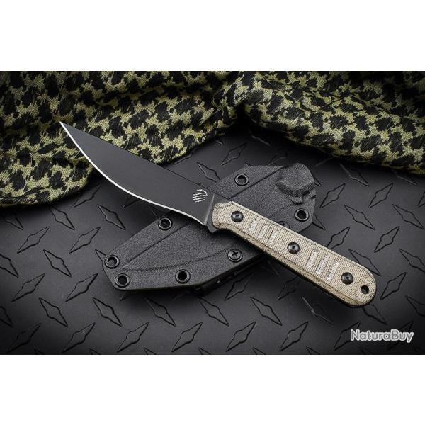 Couteau Tactical Bastinelli Silence Slim Dark Lame N690Co Manche Micarta Etui Kydex Italy BAS222