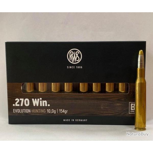20 CARTOUCHES RWS EVO 154GR CALIBRE 270W
