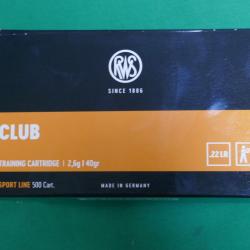 Cartouches de 22LR RWS  CLUB par 500