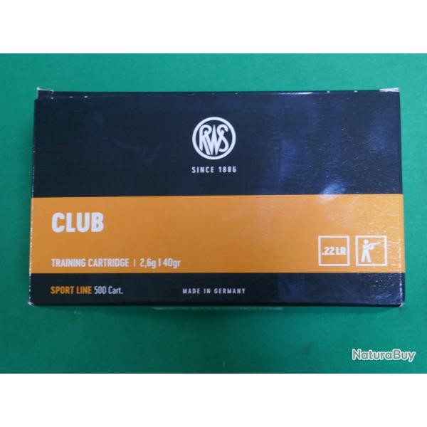Cartouches de 22LR RWS  CLUB par 500
