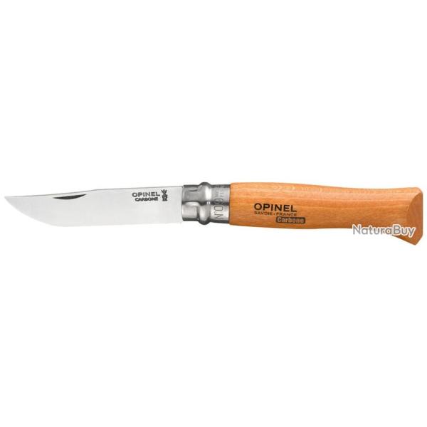 OPINEL TRADITION CARBONE N� 9 MANCHE H�TRE LAME 9CM EN BLISTER