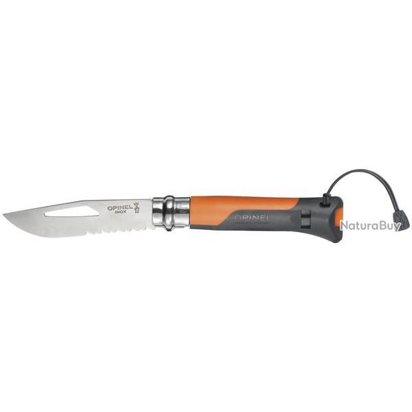 OPINEL OUTDOOR N� 8 TERRE/ORANGE MANCHE POLYAMIDE LAME 8,5CM EN BLISTER