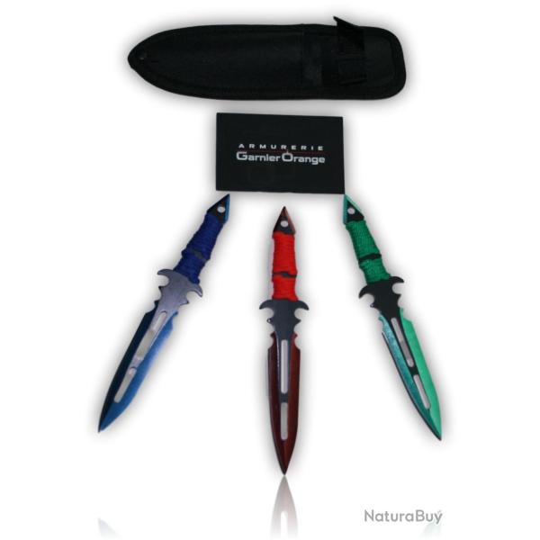 SET 3 COUTEAUX A LANCER ALBAINOX BLEU ROUGE VERT 32348