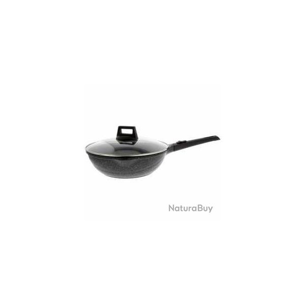 PRADEL EXCELLENCE THIERS WOK ONDA � 28 CM AVEC COUVERCLE FA�ON PIERRE AVEC 1 MANCHE 1