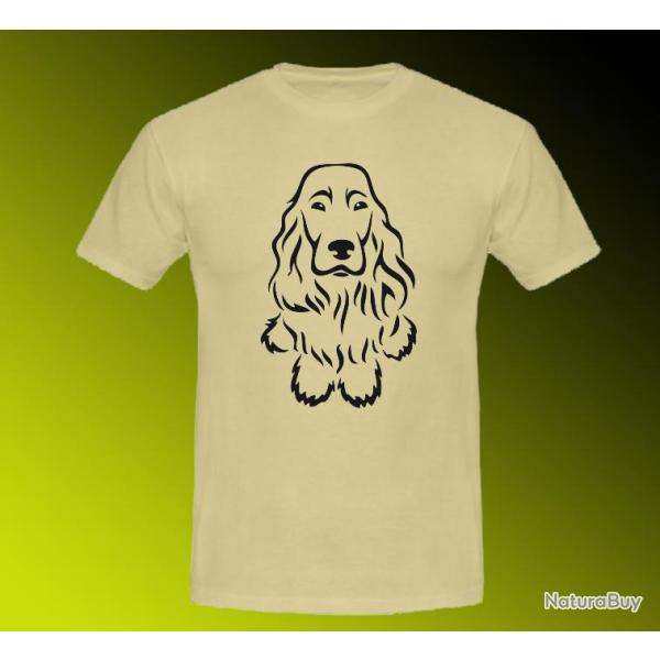 Tee-shirt Blanc, Beige ou Noir avec impression Cocker