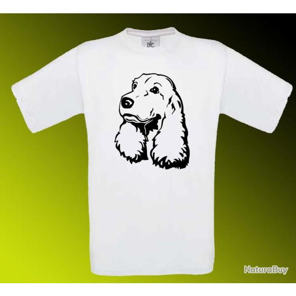 Tee-shirt Blanc, Beige ou Noir avec impression T�te Cocker