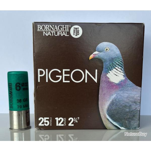 1 Carton de 250 cartouches  Bornaghi T4 Pigeon 36g plombs n� 6 culot 20 mm