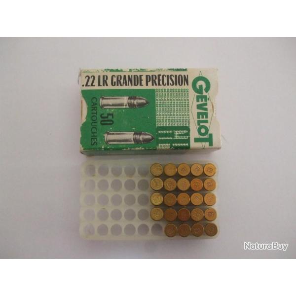COLLECTOR:BOITE DE 24 CARTOUCHES 22 LR "22 LONG RIFLE GRANDE PRECISION" GEVELOT.