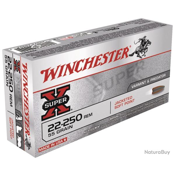 BTE 20 CART. WINCHESTER JACKETED SOFT POINT CAL. .22-250 REM 55GR 3,56 G