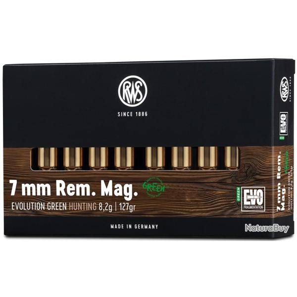 Cartouche RWS Evo Green cal.7 MM Rem Mag 127GR 8,2 G boite de 20