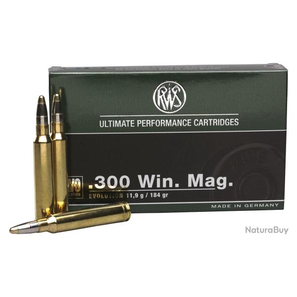 Cartouche RWS EVO cal.300 win mag 181gr 11,9g Boite de 20