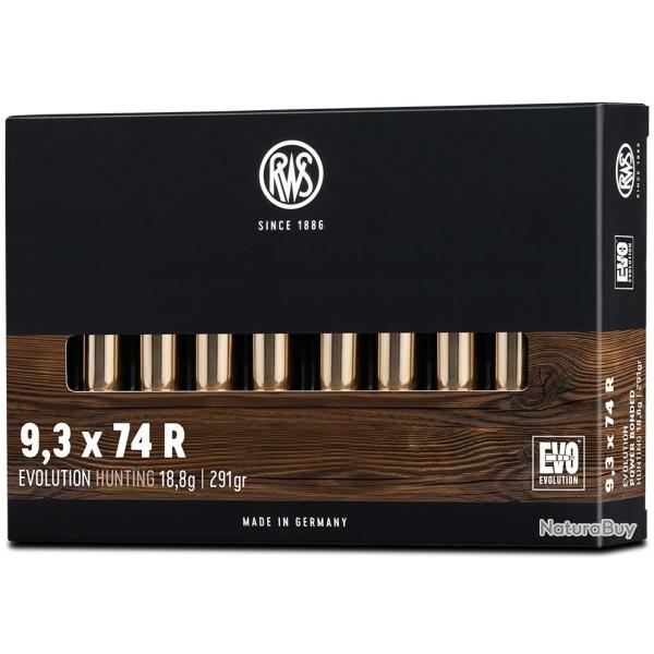 Cartouche RWS EVO cal.9,3X74 R 291GR 18,8 G boite de 20