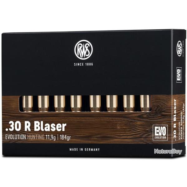 Cartouche RWS EVO cal.30 R BLASER 184GR 11,9 G boite de 20