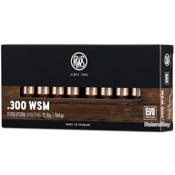 Cartouche RWS EVO cal.300 WSM 184GR 11,9 G boite de 20