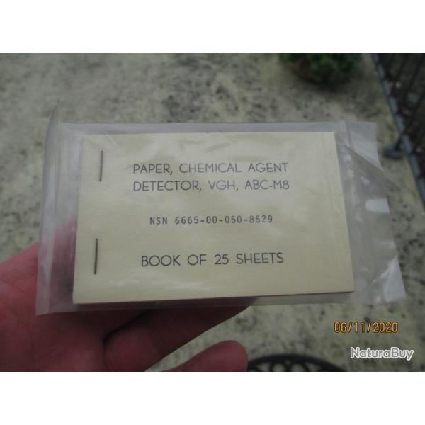 M8 Chemical Agent Detector Paper - 25 feuilles papier ractif us army VIETNAM