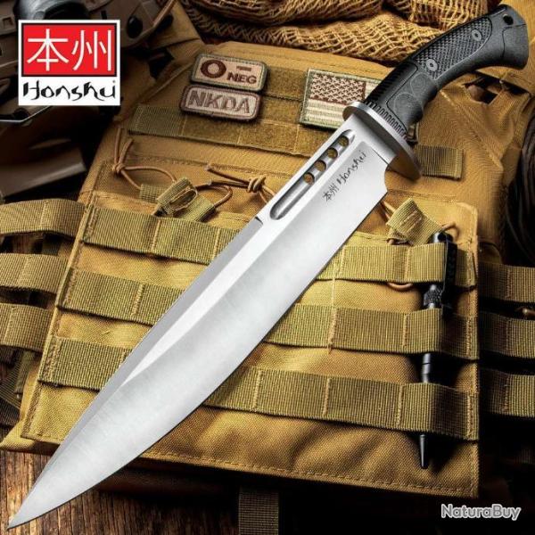 Couteau United Cutlery Honshu Boshin Toothpick Lame Acier 7Cr13 Manche TPR Etui Cuir UC3394