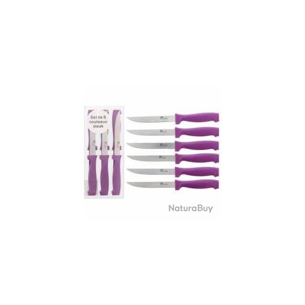 PRADEL EXCELLENCE THIERS SET DE 6 COUTEAUX STEAK MANCHE MAUVE