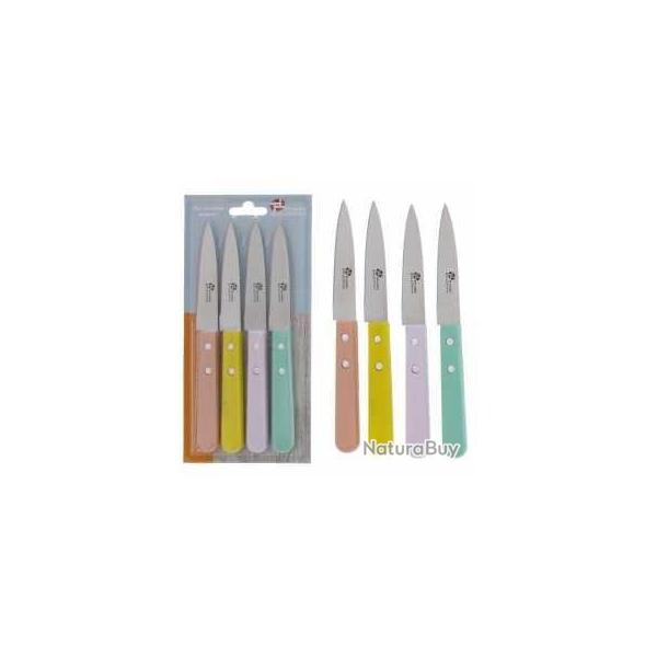 PRADEL EXCELLENCE THIERS BLISTER 4 COUTEAUX OFFICE MANCHES COULEUR 1