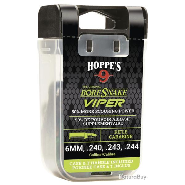 CORDON DE NETTOYAGE CARABINE HOPPES BORESNAKE VIPER DEN MARRON/ROSE CAL. 6MM / .243 / .244 / .240 WB